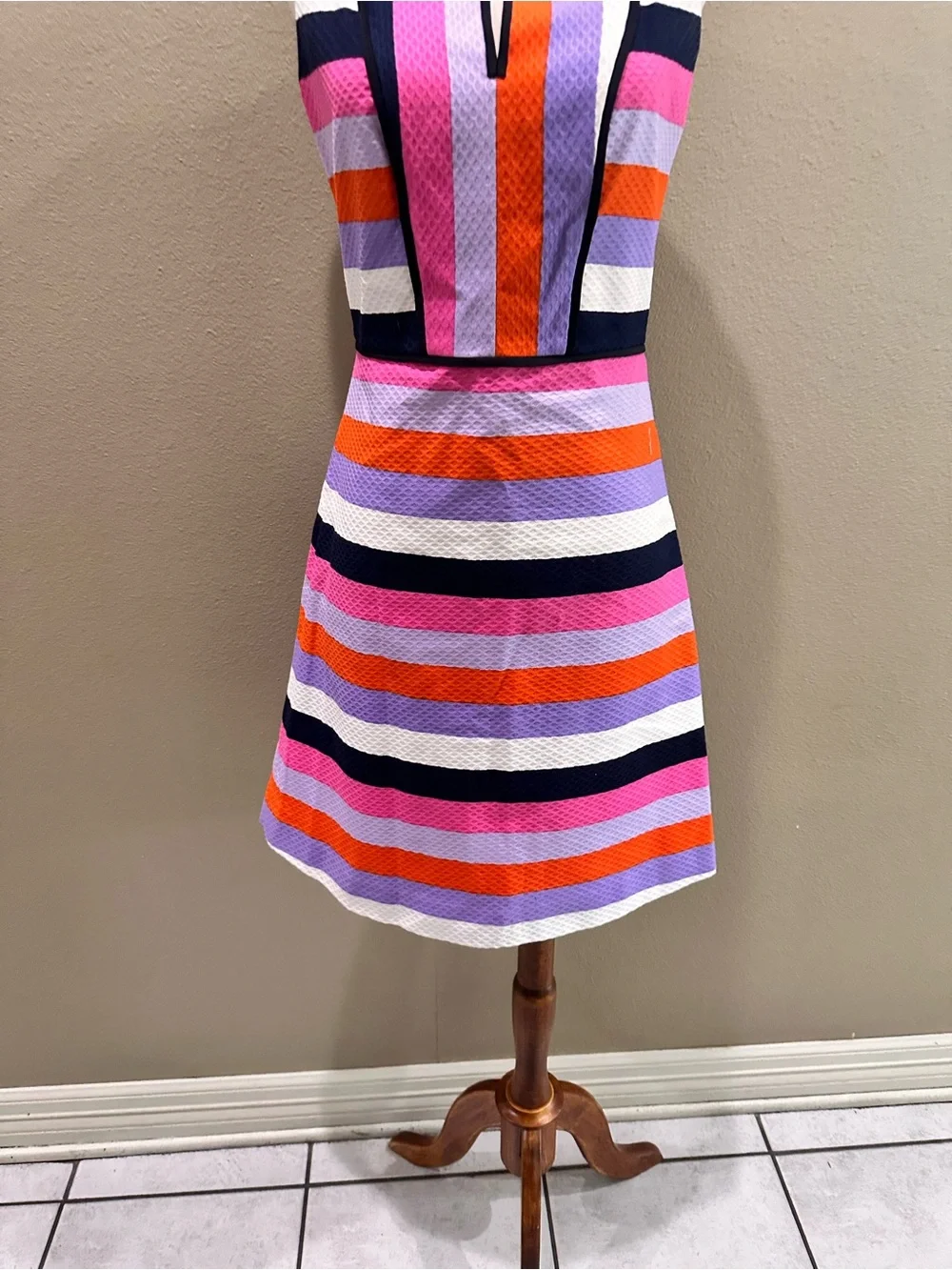 Kate Spade Sunset Stripe Jacquard Dress Striped Sleeveless A-Line Dress Size 0